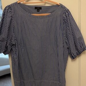 J. Crew Navy and White Striped Blouse